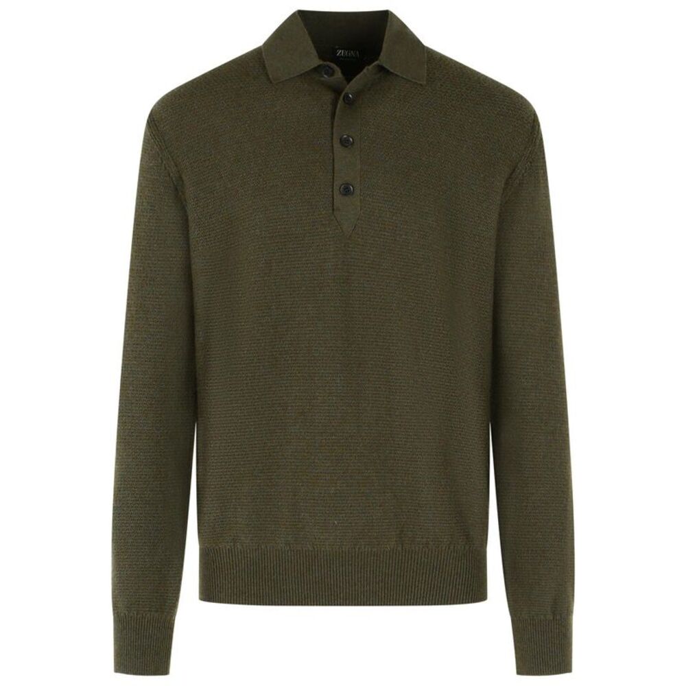 Zegna 'Oasi' Polo Shirt In Dark Olive Green Cashmere Mélange Men